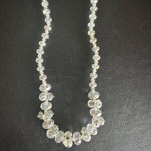 Aurora Borealis Faceted Graduated Cluster Crystal Necklace/magnet closure 1950's